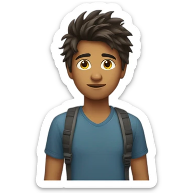 indian american teenager boy with messy hair sticker