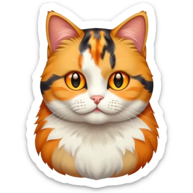 full body calico tabby cat with tiny head and fat body sticker