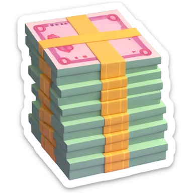 Stack of Chinese yuan bills sticker