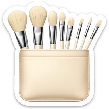 Cream make up brushes in case sticker