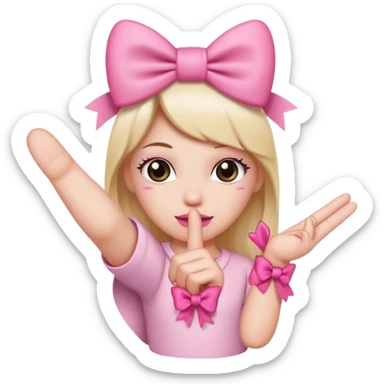 pink middle finger with a bow on it sticker