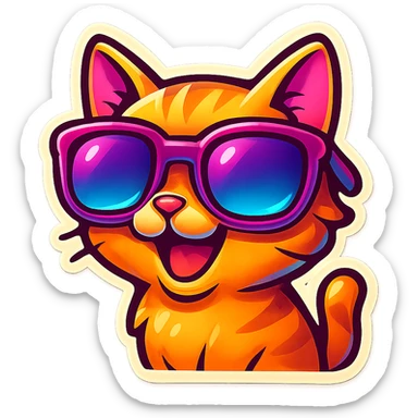 cat with oversized sunglasses, sticker style, vibrant colors sticker