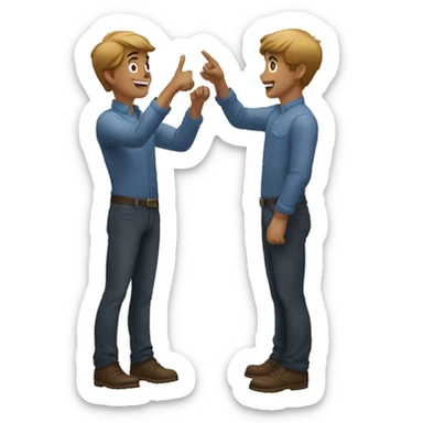 two guys pointing at each other sticker