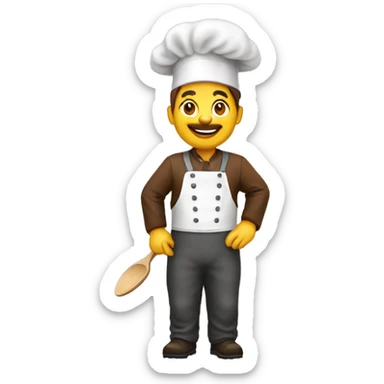 Cuisinier brun qui court après un lapin sticker