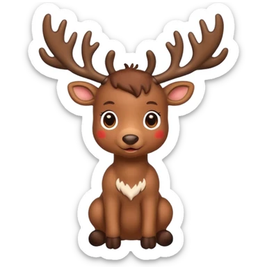 reindeer baby  cute, full body LIGHTS on his horns sticker