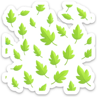 vibrant green summer leaves falling and swirling in a gentle warm breeze sticker