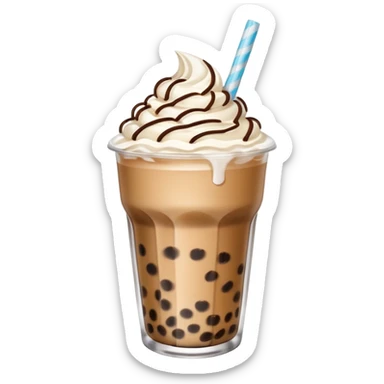 boba milk tea with ice cream sticker