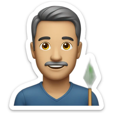 Man with growth arrow sticker