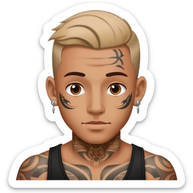 A guy with tattoos and ear piercings  sticker