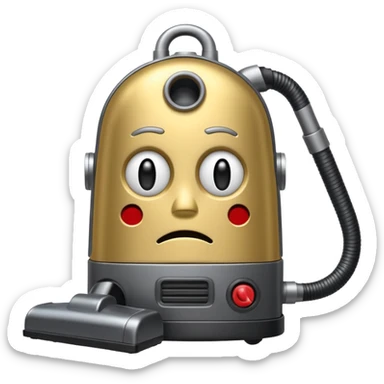 vacuum with a sad face in it sticker