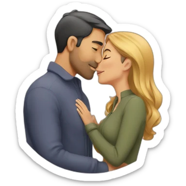 man kissing his wife  sticker