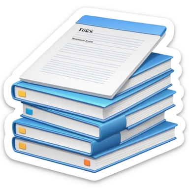 realistic stack of documents with title page sticker