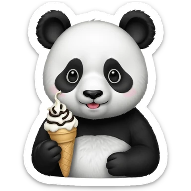 Panda eating ice cream sticker