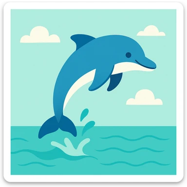 Flat design style dolphin in the water sticker