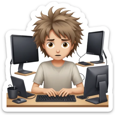 a person who went nuts from the amount of time he spent on chat gpt sticker