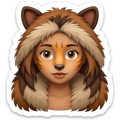 A girl that is half women and half wild animal sticker