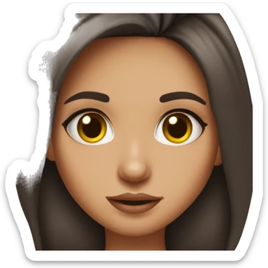 A cute brunette girl. Sassy. Eye roll. With lip filler and nails sticker