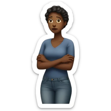Black woman holding her waist with her two hands looking upset sticker