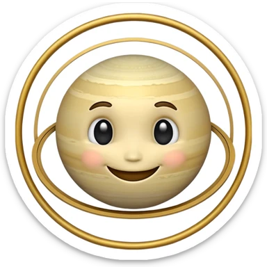 Saturn planet with rings and a cute smiling face sticker