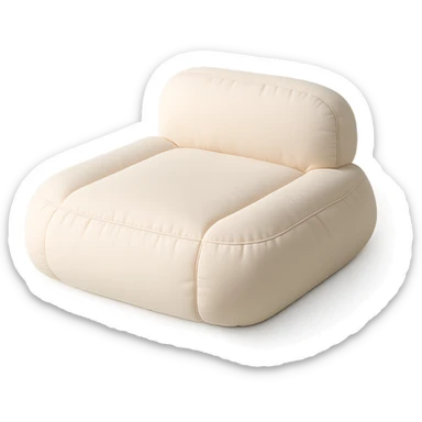 minimalist cushion style bed, rounded edges, soft color palette sticker