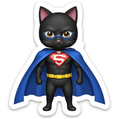 Black cat dresses as superhero  sticker
