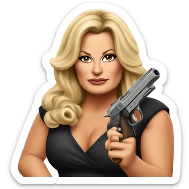 Jennifer Coolidge with a gun sticker