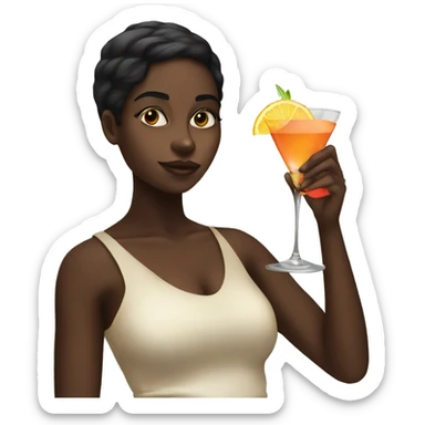 Black girl drinking cocktail sticker