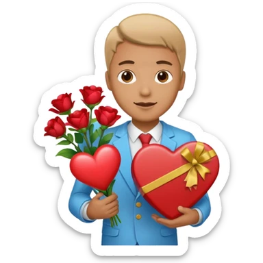 man with heart gift box and flower bouquet






























 sticker