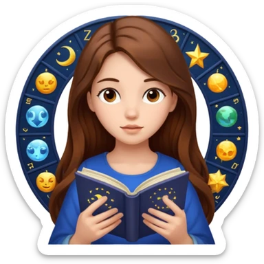 emoji of a girl with long hair reading a horoscope sticker