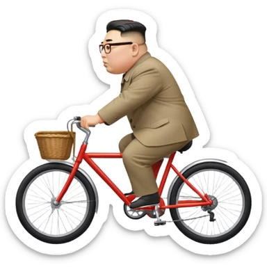 Kim Jong Un riding a bicycle from side view sticker
