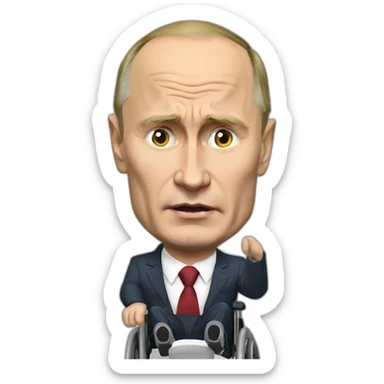 angry vladimir putin wheelchair jet sticker