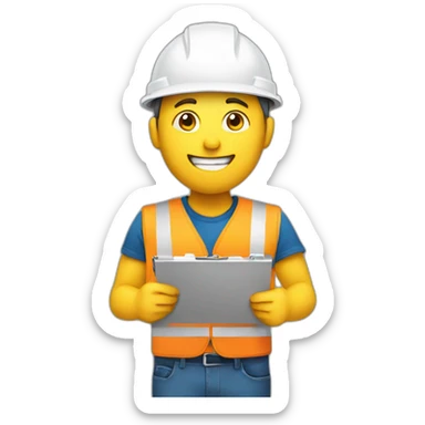 Man in hard hat with clipboard sticker