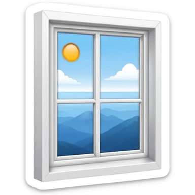 generate white open window with interior background sticker