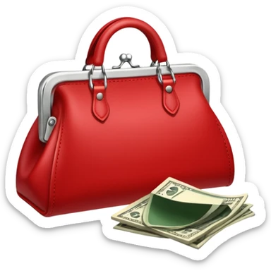 elegant raed purse with dollar bills sticking out sticker