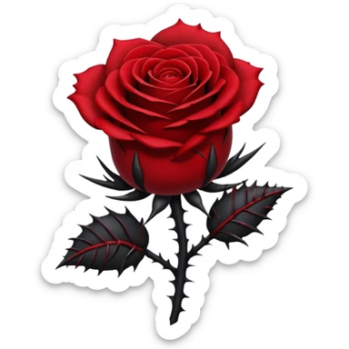 goth rose emoji, black petals and thorns sticker