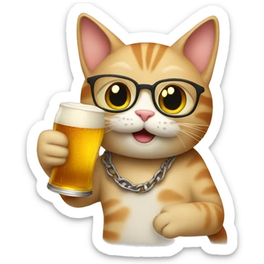 cat holding beer sticker