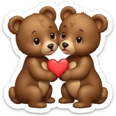 2 coloured bear cubs with love hearts kissing  sticker