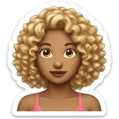 beautiful girl with curly hair sticker