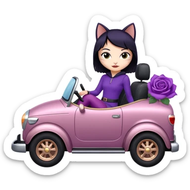 Hot full size real-appearance racing action Darkness BatGirl’s midnight-purple tights sixty’s tv show 1992 stealth retro cat burglar sporty petite off-road pursuit mobile cruiser car rose gold accents (black hair,reclined and relaxed seating position and attitude) sticker