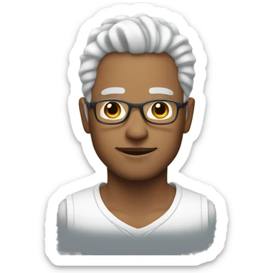 Men with white barb and glas sticker