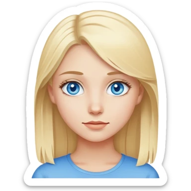 blonde girl blue eyes portrait looking forward sticker