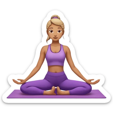 	A woman in purple yoga clothes arching her back in cobra pose, glowing warm light, relaxed energy, soft background. sticker