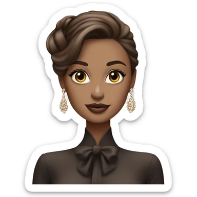 Miss dior, glamouros and classy, long brown hair, hazel eyes, full body  sticker