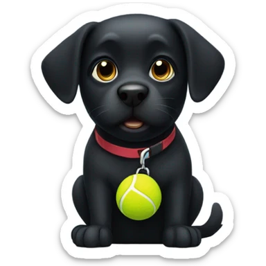 black dog with tennis ball sticker