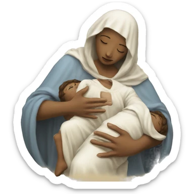 Maria mother of Jesus with Jesus in hands white skin sticker