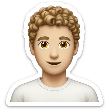 white boy with very short curly brown hair sticker