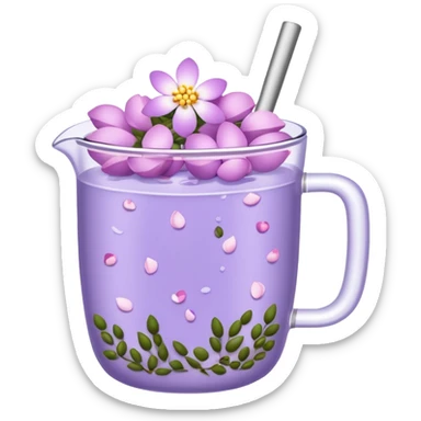 lavender tea boba with flower petals sprinkled on top  sticker