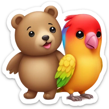 teddy bear and colored lovebird in love  sticker