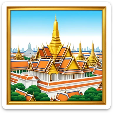 Grand Palace Bangkok Landmark Emoji – Featuring golden spires, Thai architecture, and the Emerald Buddha Temple. sticker