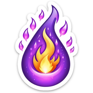 glitter purple fire sticker